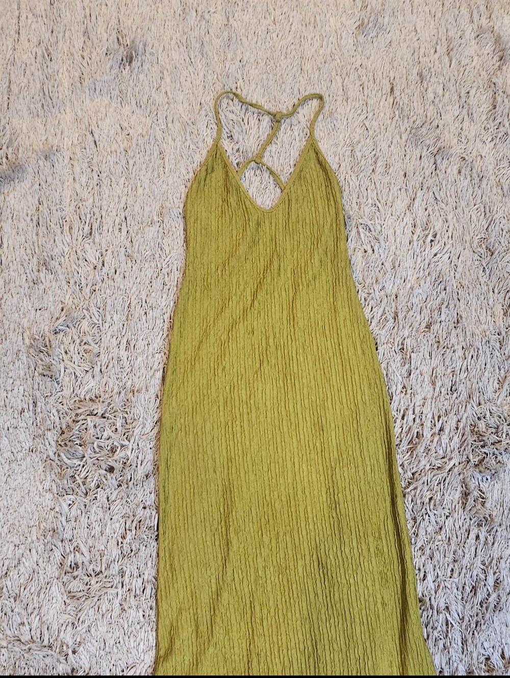 Lime Green Crinkle Midi Dress